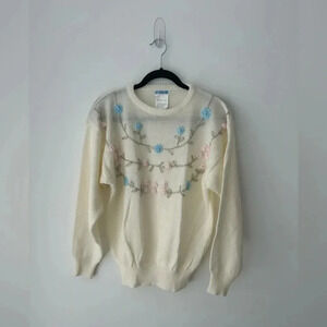 Vintage embroidery 3d flowers sweater